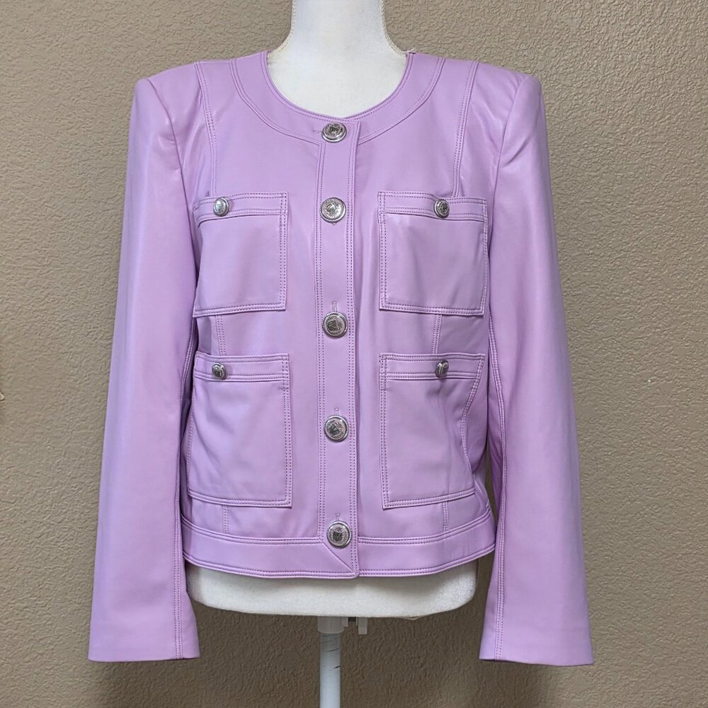 Veronica Beard Ozuna Faux Leather Crop Jacket - Picture 5 of 15